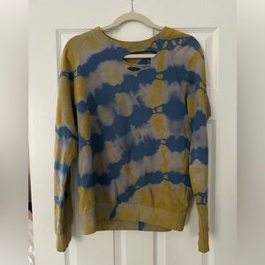 Saint Laurent DESTROYED SWEATSHIRT IN YELLOW AND BLUE TIE-DYED FRENCH TERRYCLOTH